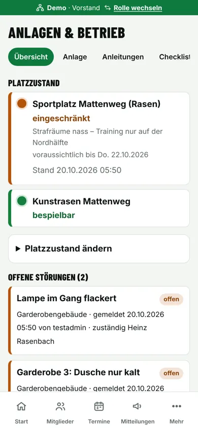 Bildschirm: Material & Inventar