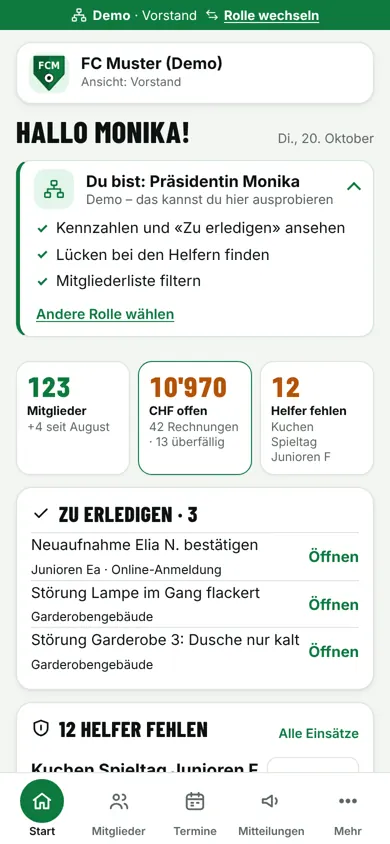 Bildschirm: Helfereinsätze