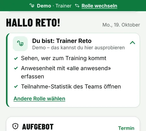 Vorschau: Startseite Trainer